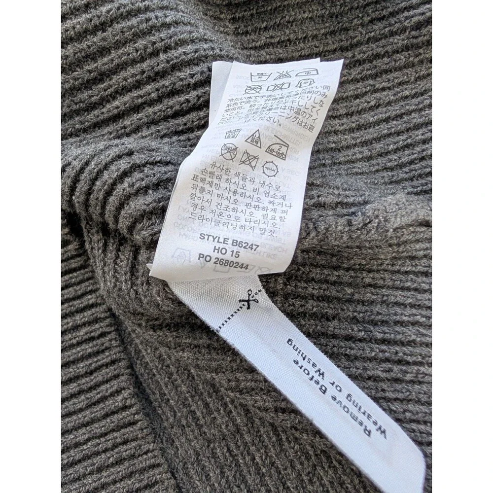 J.Crew Woodsman Knit Sweater Leather Shoulder Patches Cotton Gray Sz Large NEW
